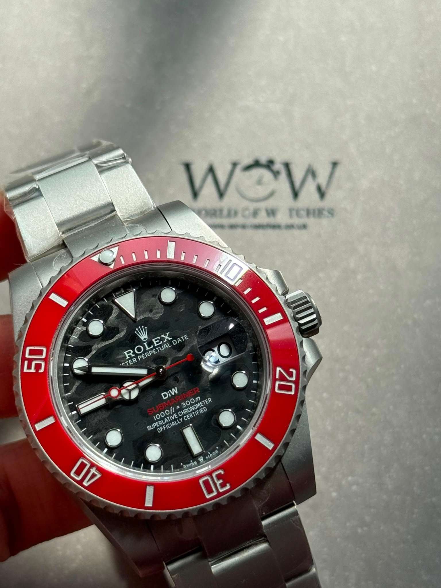 Submariner DIW Sandblasted VSF Best Edition RED Ceramic Bezel Carbon Dial on SS Bracelet VS3135 - Image 5