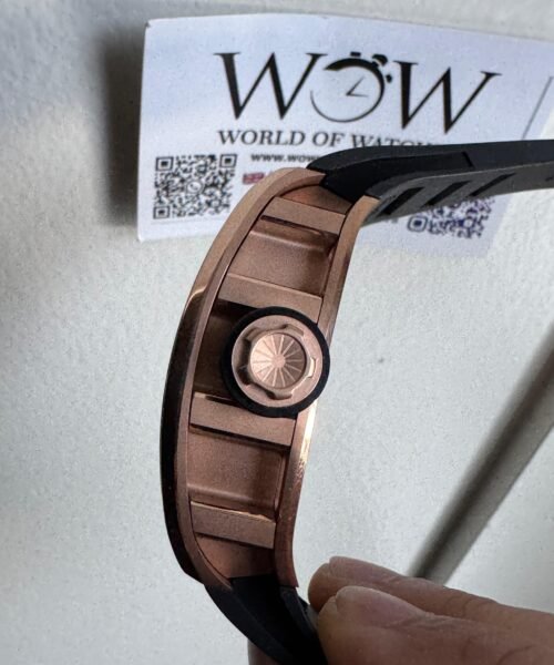 RM052-01 Skull Rose Gold EUR Best Edition Skull Skeleton Dial on Black Rubber Strap Manual Winding - Image 7