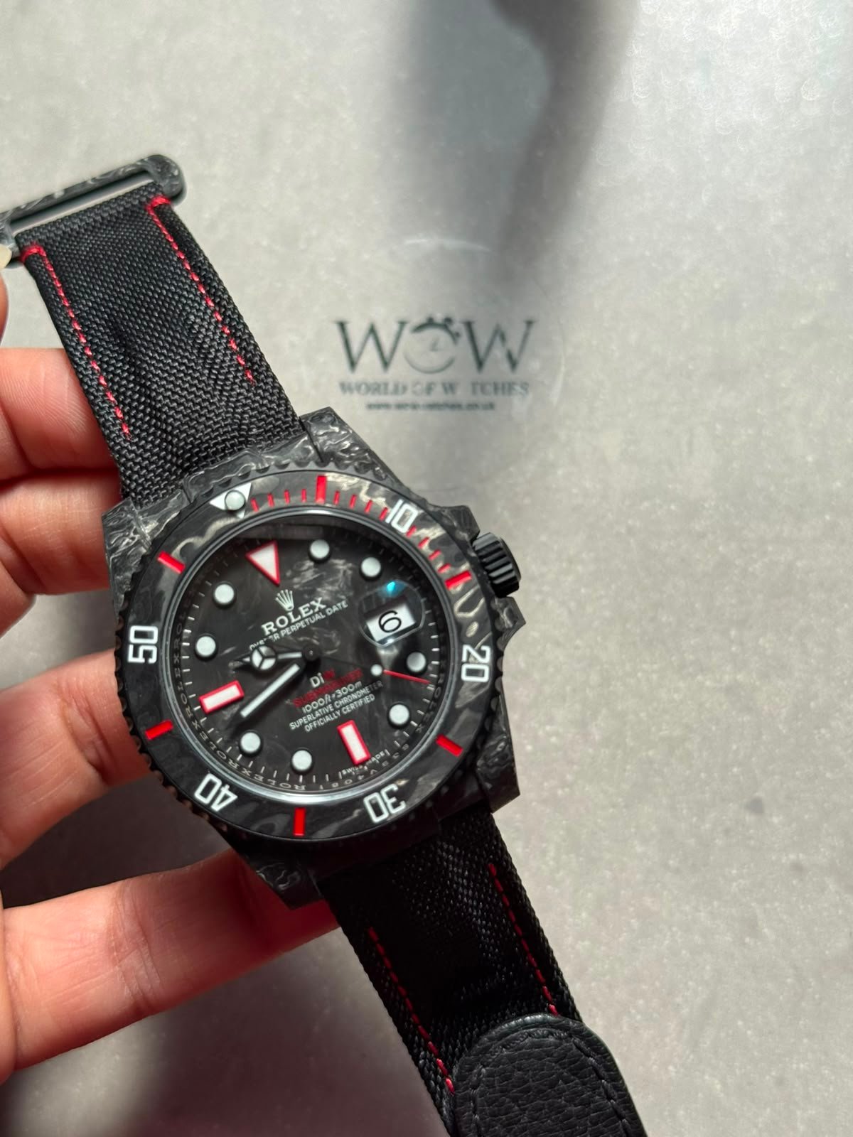 Submariner DIW Carbon VSF Best Edition Black/Red Dial on Black Nylon Strap VS3135