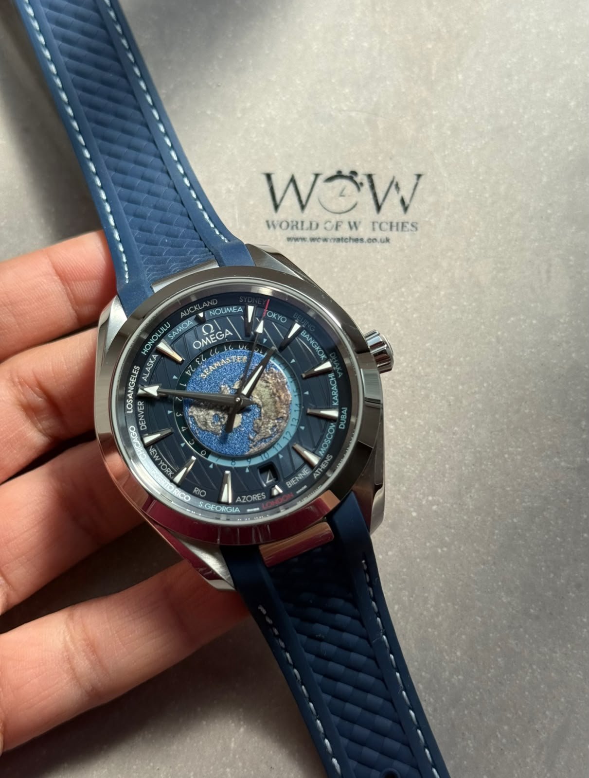 Seamaster Aqua Terra Worldtimer VSF Best Edition Blue Dial on Blue rubber strap A8938