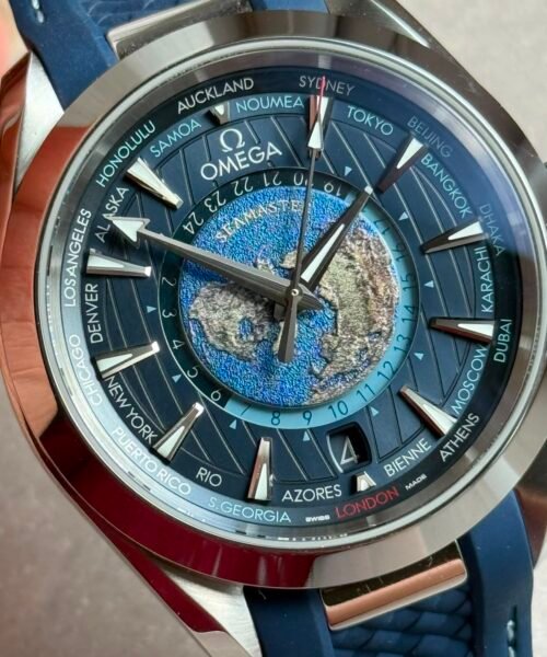 Seamaster Aqua Terra Worldtimer VSF Best Edition Blue Dial on Blue rubber strap A8938 - Image 13