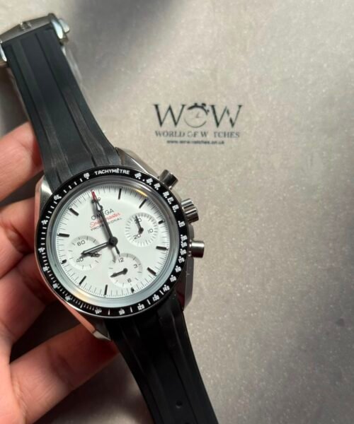 Speedmaster SS N1F Moonwatch Best Edition White Dial on Black Rubber Strap A3861 - Image 2