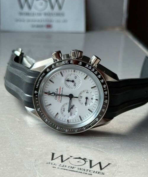Speedmaster SS N1F Moonwatch Best Edition White Dial on Black Rubber Strap A3861 - Image 8
