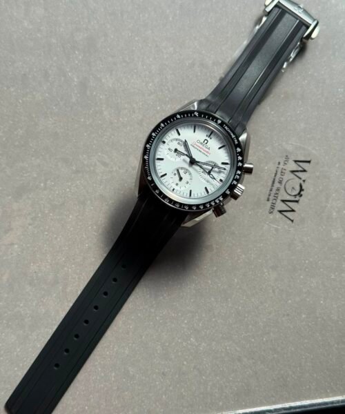 Speedmaster SS N1F Moonwatch Best Edition White Dial on Black Rubber Strap A3861 - Image 9