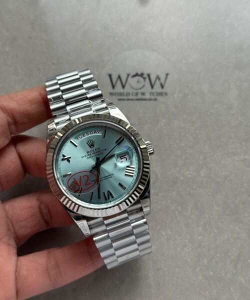 DayDate 40 228239 VSF Best Edition ice /sky blue Roman Dial on President Bracelet VS3255 V2 heavy weight - Image 2
