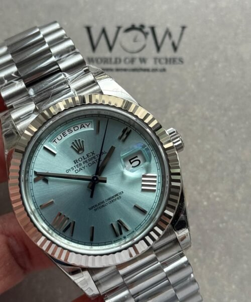 DayDate 40 228239 VSF Best Edition ice /sky blue Roman Dial on President Bracelet VS3255 V2 heavy weight - Image 4