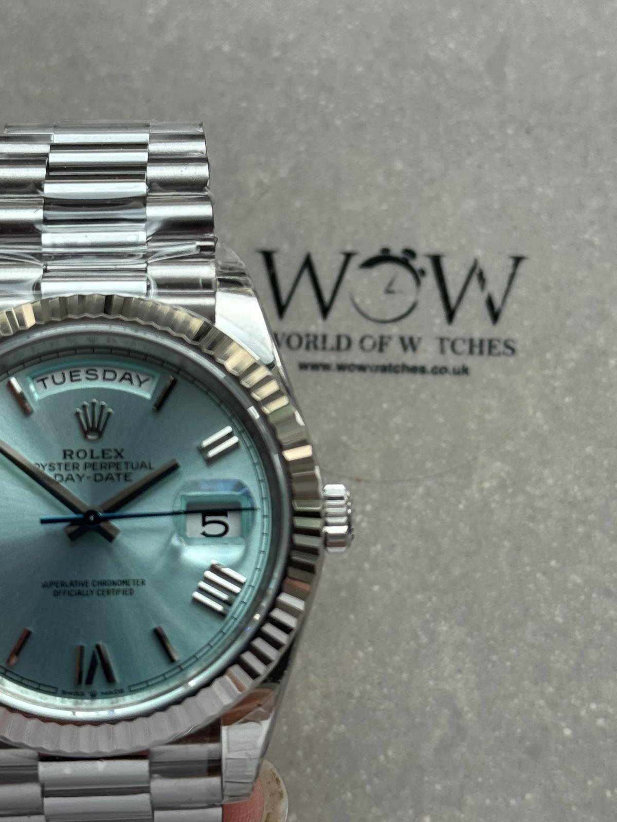 DayDate 40 228239 VSF Best Edition ice /sky blue Roman Dial on President Bracelet VS3255 V2 heavy weight - Image 8