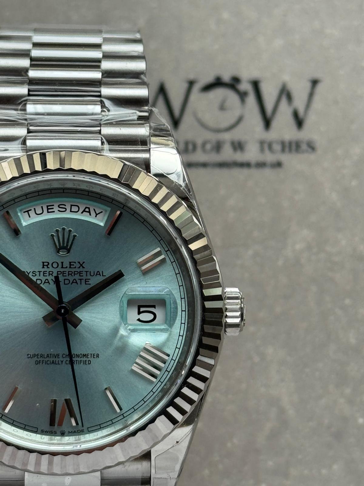 DayDate 40 228239 VSF Best Edition ice /sky blue Roman Dial on President Bracelet VS3255 V2 heavy weight - Image 11