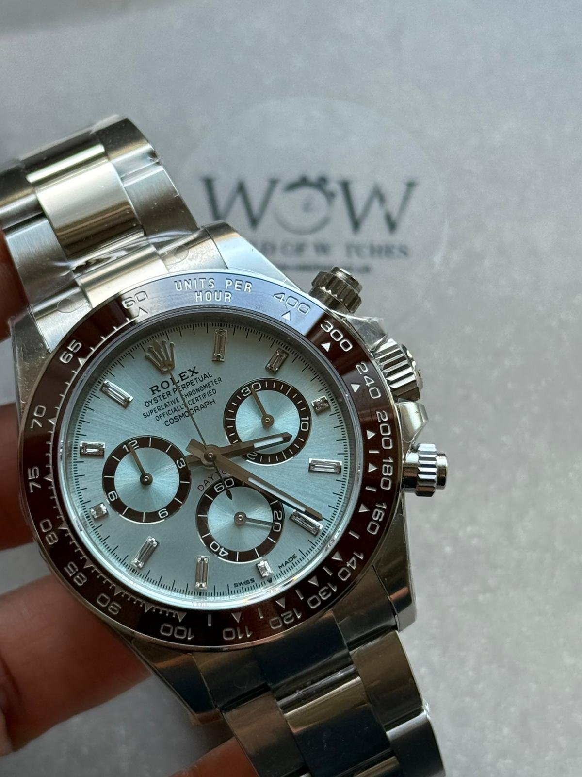 Daytona 60th Anniversary 126506 Ice Blue diamond hour markers Dial Brown Ceramic Bezel Tungsten Weighted VSF Best Edition on SS Bracelet VS4131 V3 - Image 12