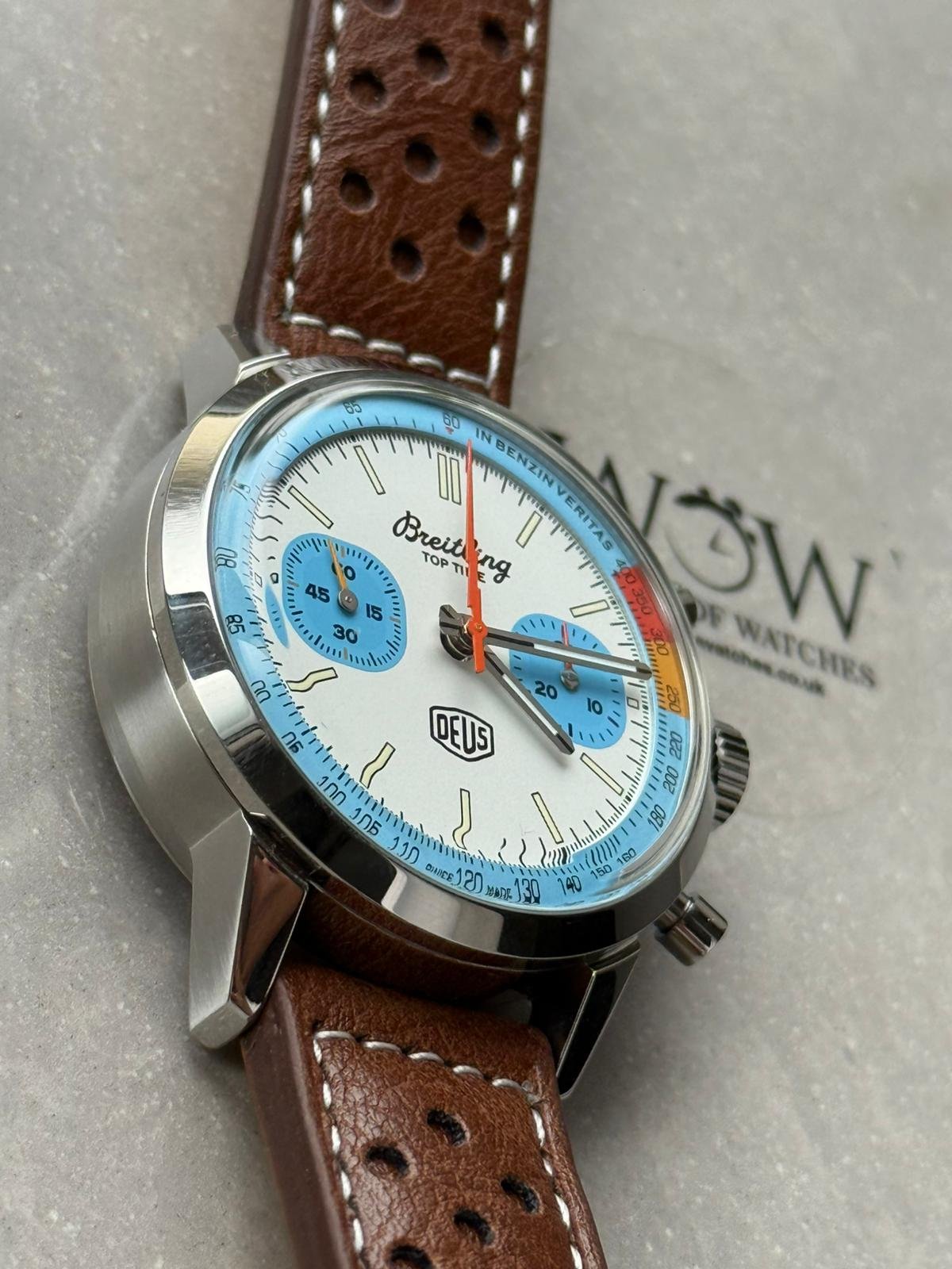Top Time B01 Deus 41mm Cream Dial 316L SS BLS Factory Best Edition on Brown Leather Strap A7750 - Image 4