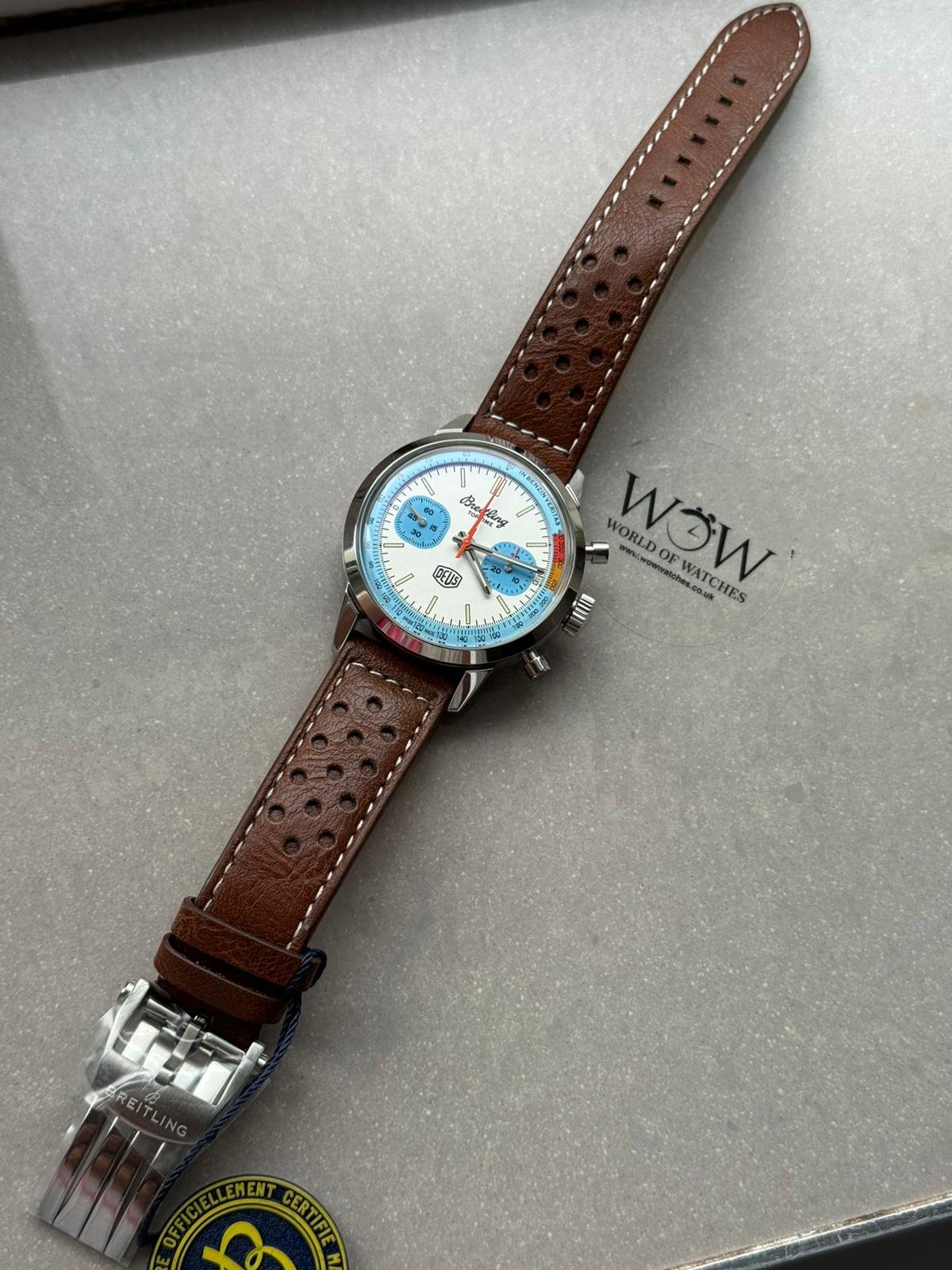 Top Time B01 Deus 41mm Cream Dial 316L SS BLS Factory Best Edition on Brown Leather Strap A7750 - Image 5