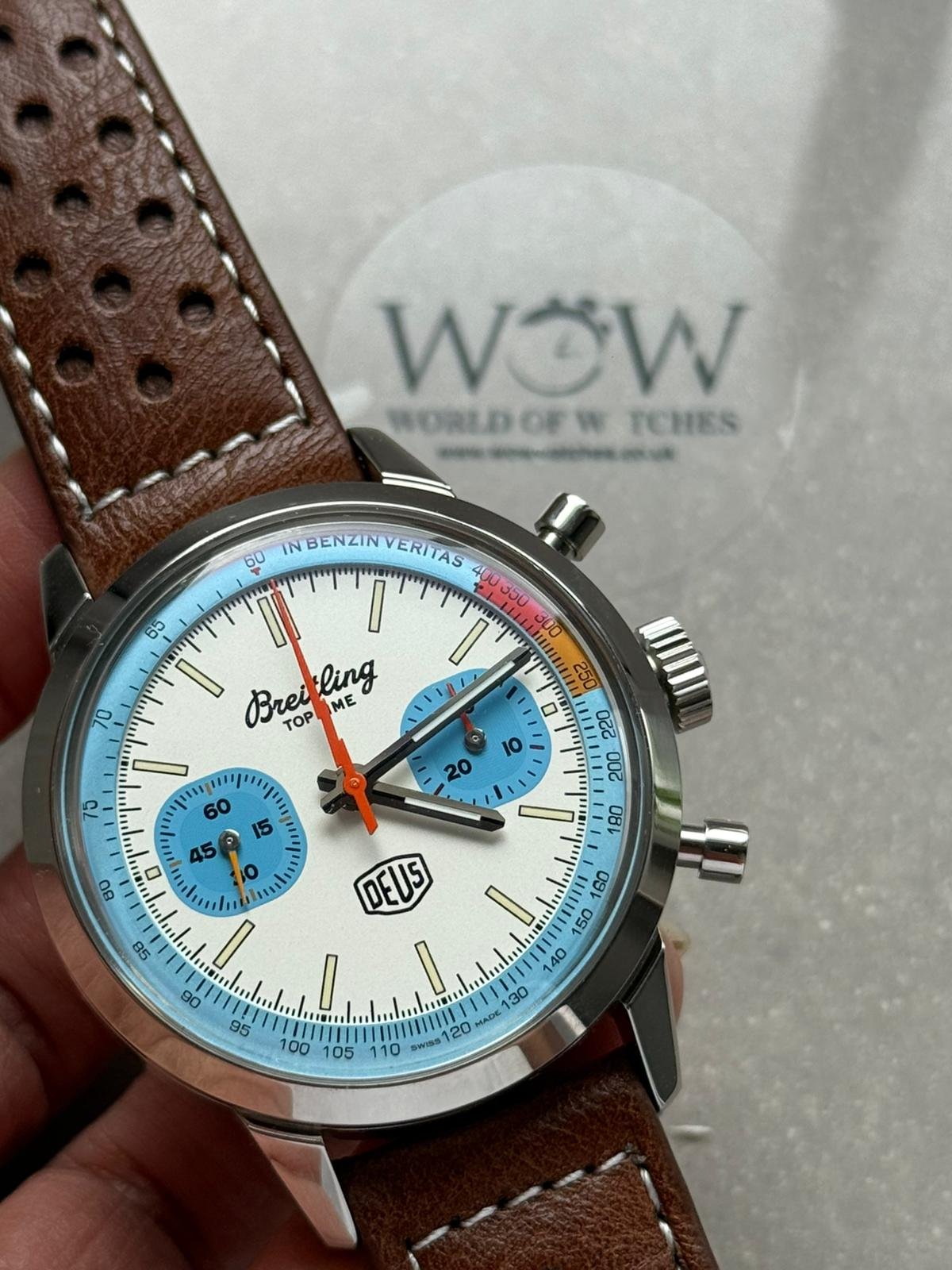 Top Time B01 Deus 41mm Cream Dial 316L SS BLS Factory Best Edition on Brown Leather Strap A7750 - Image 6