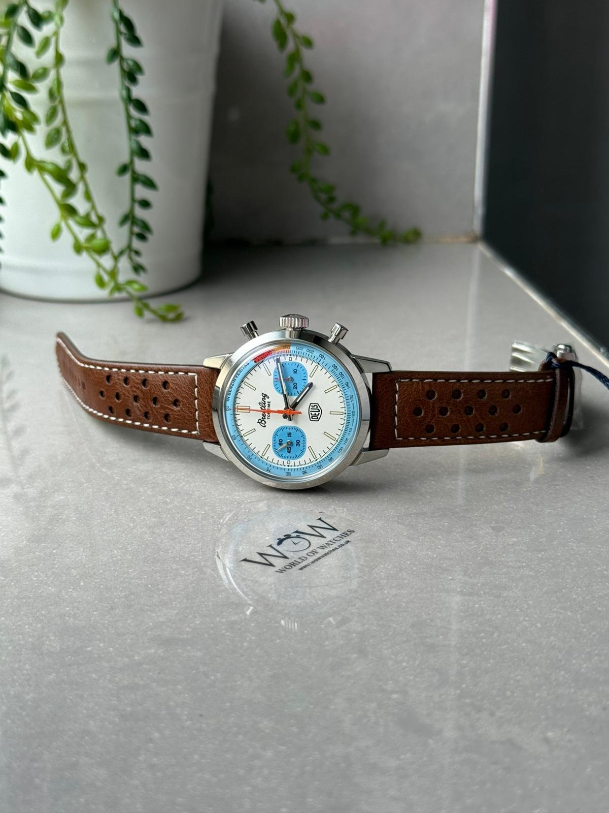 Top Time B01 Deus 41mm Cream Dial 316L SS BLS Factory Best Edition on Brown Leather Strap A7750 - Image 7