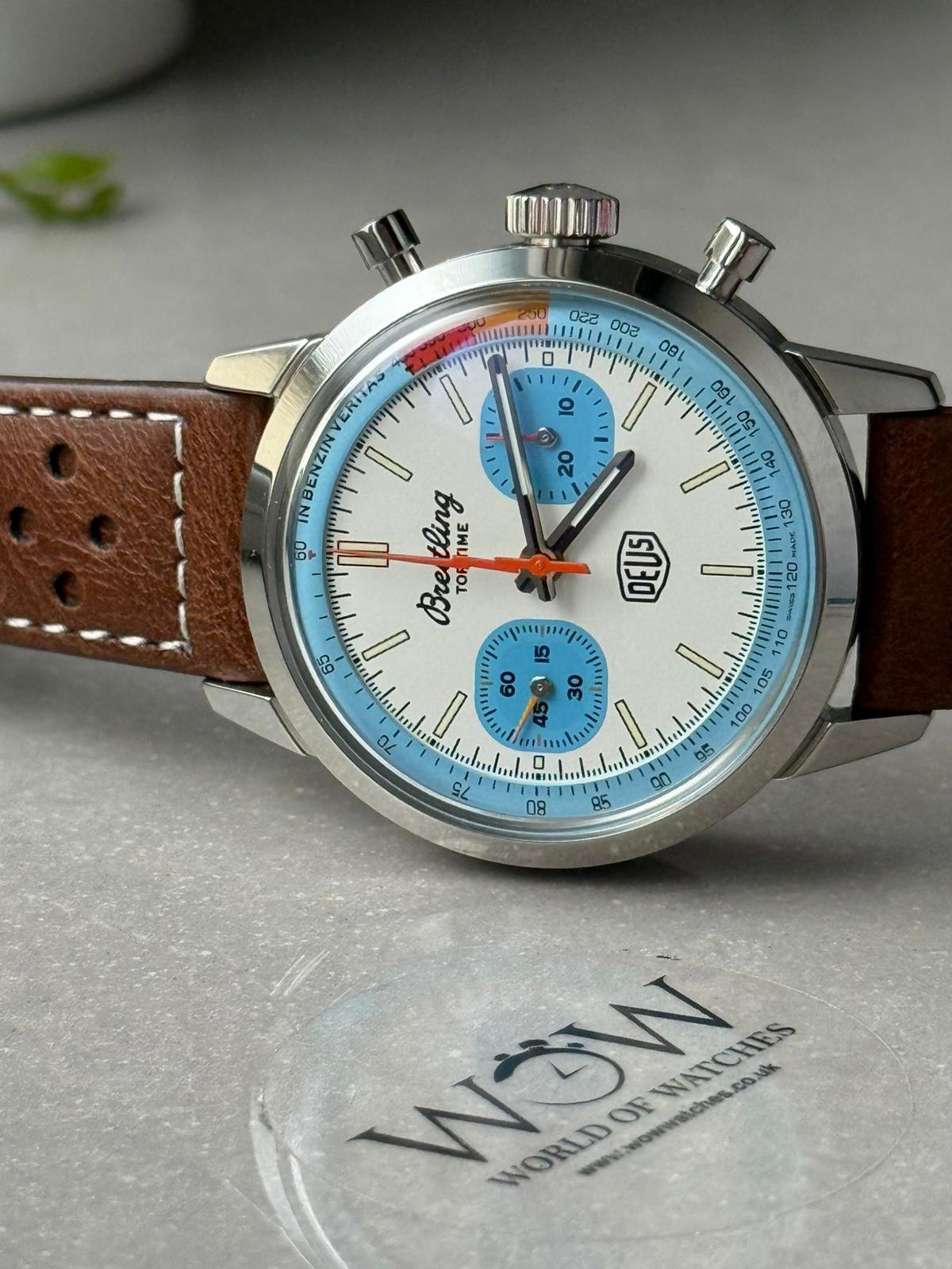 Top Time B01 Deus 41mm Cream Dial 316L SS BLS Factory Best Edition on Brown Leather Strap A7750 - Image 8