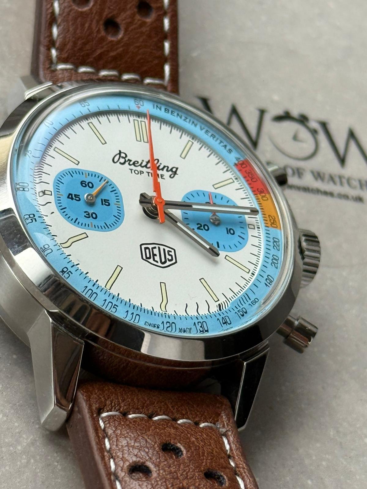 Top Time B01 Deus 41mm Cream Dial 316L SS BLS Factory Best Edition on Brown Leather Strap A7750 - Image 9