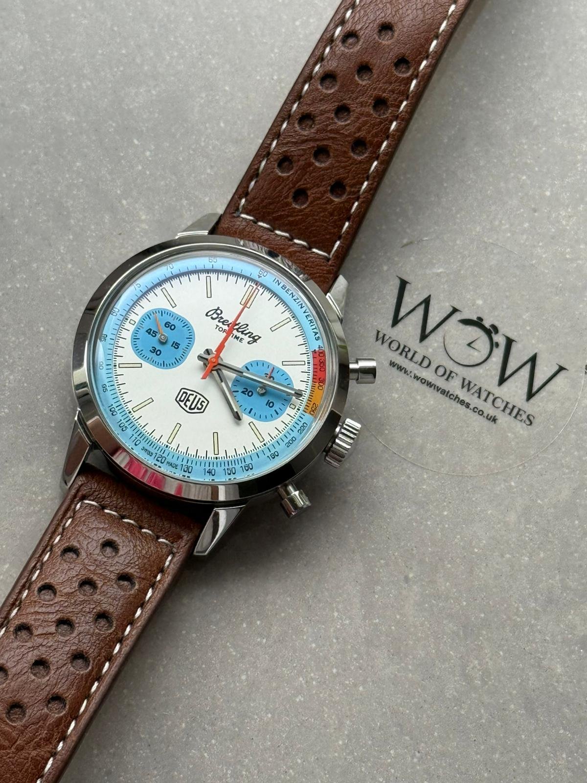 Top Time B01 Deus 41mm Cream Dial 316L SS BLS Factory Best Edition on Brown Leather Strap A7750 - Image 10