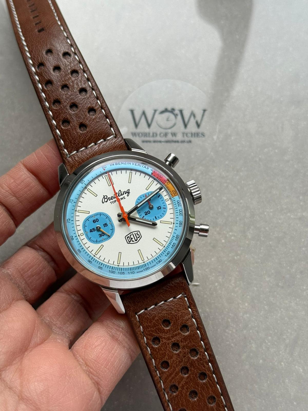 Top Time B01 Deus 41mm Cream Dial 316L SS BLS Factory Best Edition on Brown Leather Strap A7750