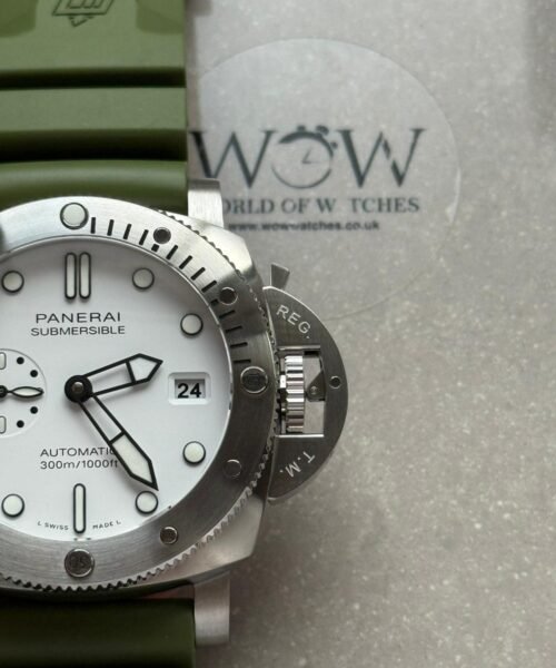 PAM1226 Submersible QuarantaQuattro Bianco 44mm White Dial 316L SS VSF Best Edition on Green Rubber Strap P900 1226 - Image 2