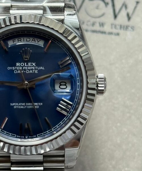 Day-Date 40mm 228239 RC Factory Best Edition Fluted Bezel Blue Sunburst Dial on President Bracelet A2836 (Tungsten Heavy Version) - Image 10