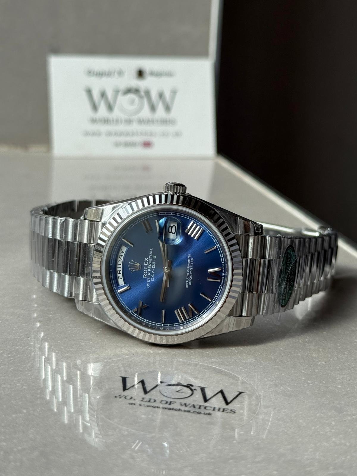 Day-Date 40mm 228239 RC Factory Best Edition Fluted Bezel Blue Sunburst Dial on President Bracelet A2836 (Tungsten Heavy Version) - Image 9