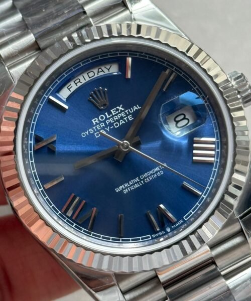Day-Date 40mm 228239 RC Factory Best Edition Fluted Bezel Blue Sunburst Dial on President Bracelet A2836 (Tungsten Heavy Version) - Image 3