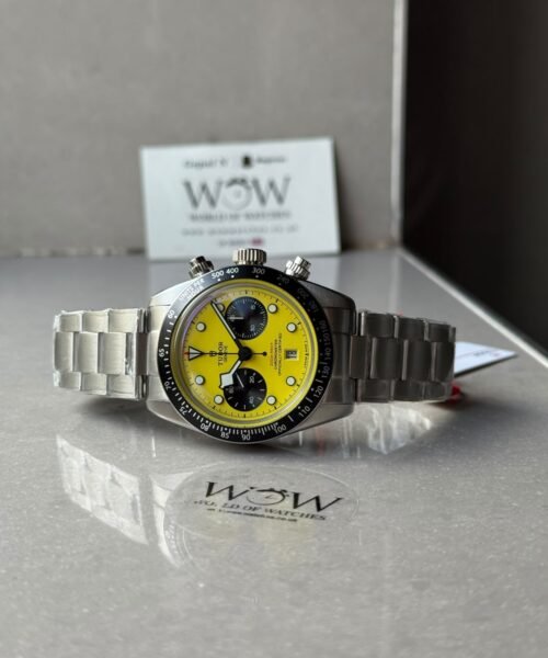 Black Bay Chrono 39mm M79310N "Bumblebee" BLF Best Edition Yellow Dial on SS Bracelet A7750 - Image 3