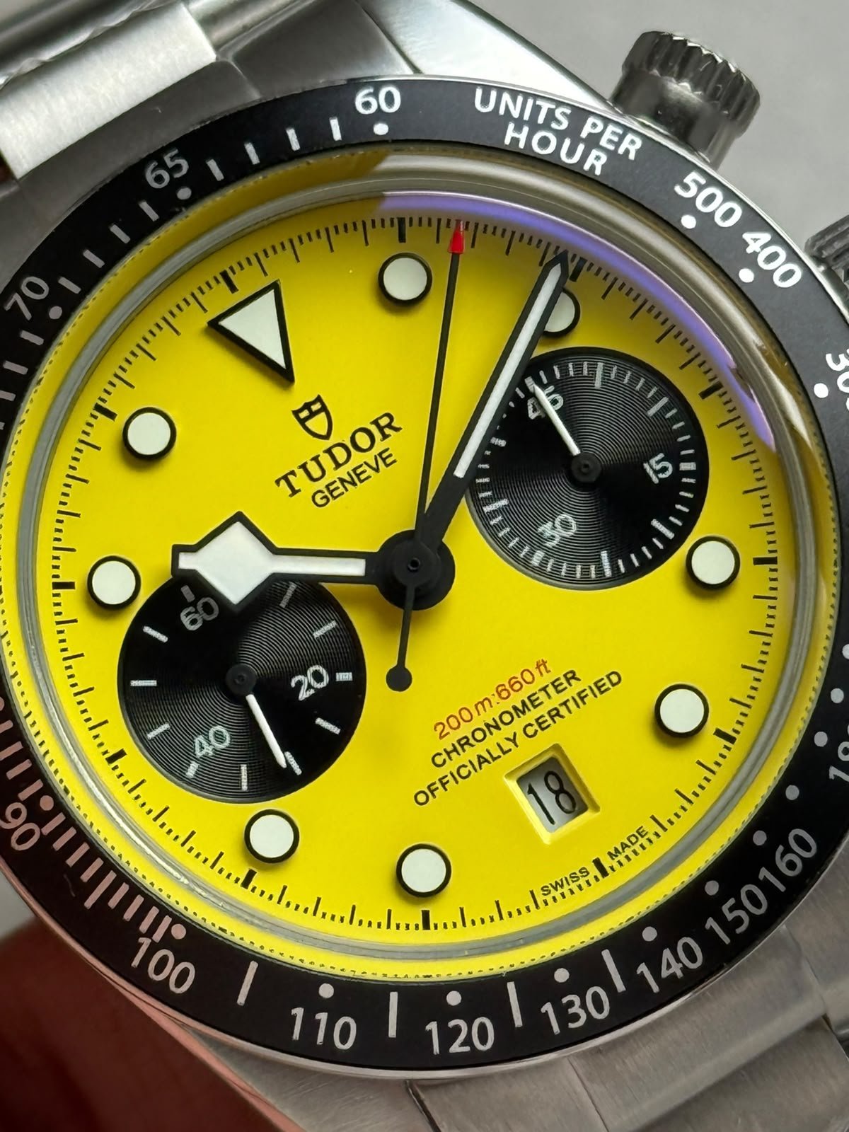 Black Bay Chrono 39mm M79310N "Bumblebee" BLF Best Edition Yellow Dial on SS Bracelet A7750 - Image 10