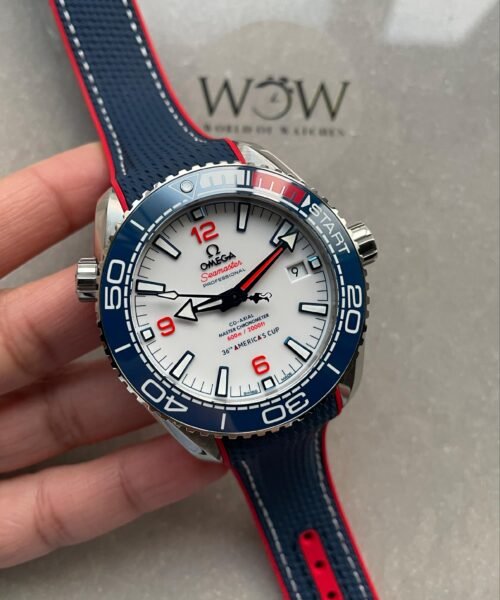 Seamaster Planet Ocean 600M 43.5mm 36th America's Cup Limited Edition VS Factory Best Edition Blue Ceramic Bezel White Dial on Blue Rubber Strap VSF890