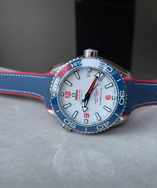 Seamaster Planet Ocean 600M 43.5mm 36th America's Cup Limited Edition VS Factory Best Edition Blue Ceramic Bezel White Dial on Blue Rubber Strap VSF890 - Image 9