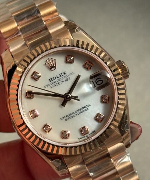 Datejust 31mm RG WF Factory Best Edition White Mother-of-Pearl MOP Dial on Rose Gold President Bracelet A2671 - Image 2
